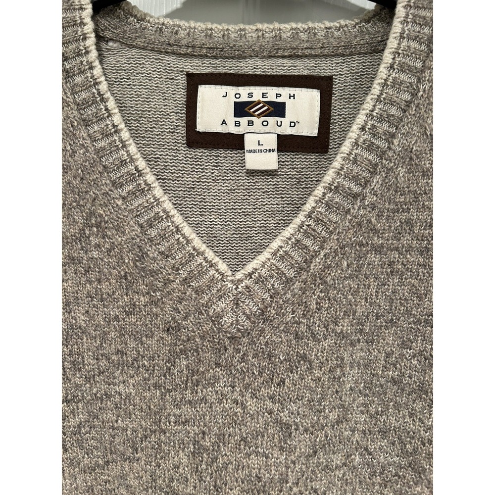 Men 's Brown Wool Blend V neck Joseph Abboud Sweater Sz L warm cozy  cabin core